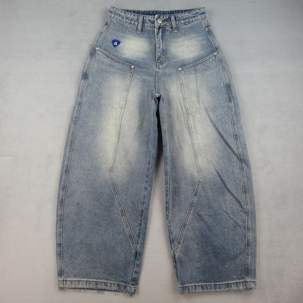Aelfric Eden Baggy Wide Leg Paneled Denim Jeans Blue Streetwear Size 28 NEW